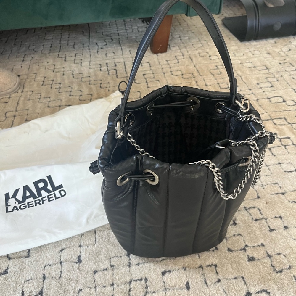 Karl Lagerfeld Black Bucket Shoulder Bag